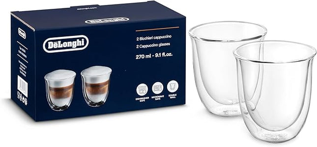 De'Longhi 5513214601 Cappuccino Glasses, 270 milliliters