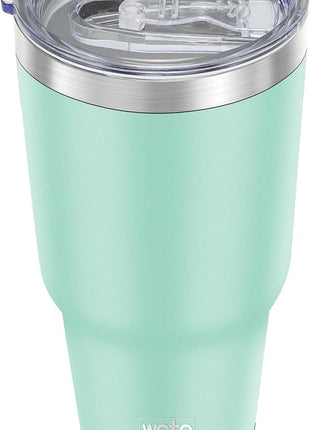 WETOWETO 30oz Tumbler, Stainless Steel Vacuum Insulated Water Coffee Tumbler Cup, Double Wall Powder Coated Spill-Proof Travel Mug Thermal Cup for Home Outdoor (Light Green, 1 Pack)