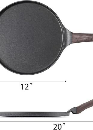 SENSARTE Nonstick Crepe Pan, Swiss Granite Coating Dosa Pan Pancake Flat Skillet Tawa Griddle 12-Inch with Stay-Cool Handle, Induction Compatible (Black)