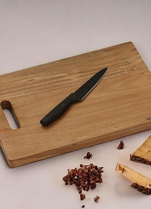 Vesta Homes Wooden Cutting Board for Kitchen/Chopping, Serving Board/Block for Vegetables, Fruits, Cheese and Charcuterie | Natural Acacia Wood | 15 * 10 * 1 Inches | Handcrafted in India