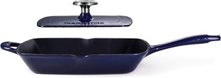 Tramontina Bestow Enameled Cast Iron Grill Pan with Press, 11-inch, Blue