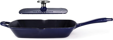 Tramontina Bestow Enameled Cast Iron Grill Pan with Press, 11-inch, Blue