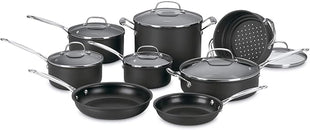 Cuisinart 14-Piece Cookware Set, Chef's Classic NonStick Hard Anodized, Gray, 66-14N