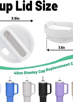 40 OZ Tumbler Lid Replacement - 2 Pack Replacement Lids Fit for Stanley Travel Tumbler, Spill Proof Tumbler Covers (Opaque - Frost)