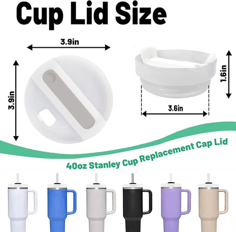 40 OZ Tumbler Lid Replacement - 2 Pack Replacement Lids Fit for Stanley Travel Tumbler, Spill Proof Tumbler Covers (Opaque - Frost)
