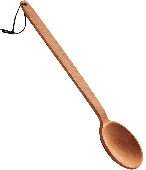 ECOSALL Heavy Duty Large Wooden Spoon 18-inch, Long Handle Cooking Tool With a Scoop. Nonstick Big Spoon for Stirring Mixing Cajun Crawfish Boil Wall Décor. Super Strong Sturdy Giant Hardwood Untesil