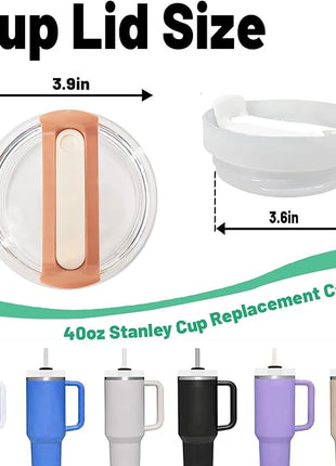 40 OZ Tumbler Lid Replacement Fit for Stanley Cup, 2 Pack Clear Replacement Lids Fit for Stanley Travel Tumbler, Spill Proof Tumbler Covers for Stanley Cup Accessories (Brown)