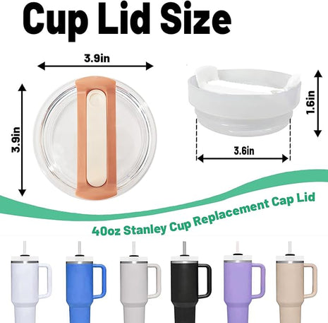 40 OZ Tumbler Lid Replacement Fit for Stanley Cup, 2 Pack Clear Replacement Lids Fit for Stanley Travel Tumbler, Spill Proof Tumbler Covers for Stanley Cup Accessories (Brown)