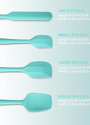 4 Piece Silicone Spatula Set, Flexible Heat Resistant Non-scratch Baking Cooking Rubber Spatulas with Stainless Steel Core, Aqua Sky