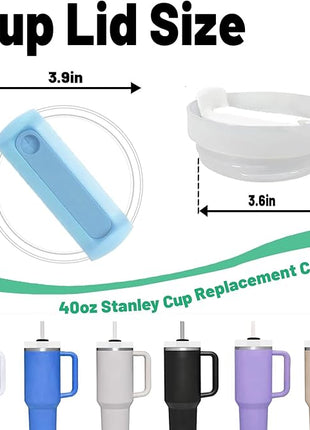 40 OZ Tumbler Lid Replacement Fit for Stanley Cup, 2 Pack Clear Replacement Lids Fit for Stanley Travel Tumbler, Spill Proof Tumbler Covers for Stanley Cup Accessories (Clear - Azure)