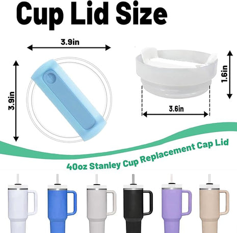 40 OZ Tumbler Lid Replacement Fit for Stanley Cup, 2 Pack Clear Replacement Lids Fit for Stanley Travel Tumbler, Spill Proof Tumbler Covers for Stanley Cup Accessories (Clear - Azure)