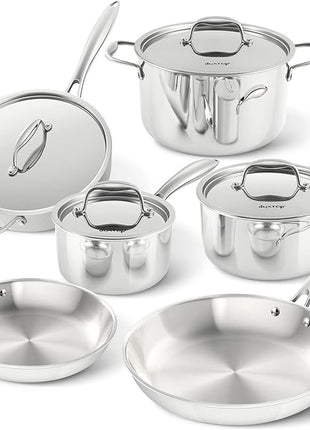 Duxtop Whole-Clad Tri-Ply Stainless Steel Induction Cookware Set, 10PC Kitchen Pots and Pans Set
