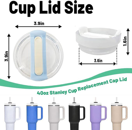 40 OZ Tumbler Lid Replacement Fit for Stanley Cup, 2 Pack Clear Replacement Lids Fit for Stanley Travel Tumbler, Spill Proof Tumbler Covers for Stanley Cup Accessories (Cornflower Cabana Gloss)