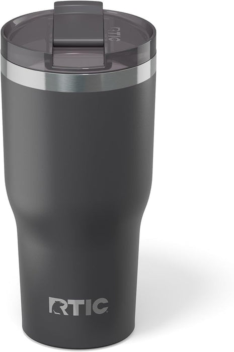 RTIC 30oz Essential Tumbler with Lid, Ceramic Lined, Insulated, Stainless Steel, Metal, Double Wall Vacuum-Insulation, Travel Cup for Iced Coffee, Tea, Hot and Cold Drink, Graphite