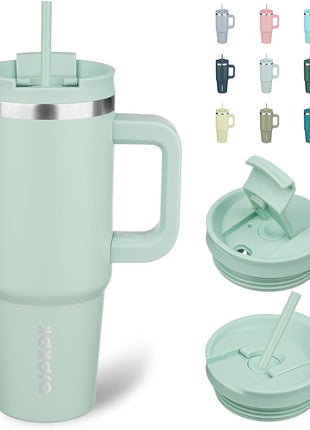 BJPKPK Insulated Tumblers With Handle And Straw 30 oz Stainless Steel Tumbler Cups With Lid,Pistachio Green