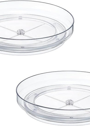 2 Pack 9 Inch Clear Acrylic Lazy Susan, Non-Skid Turntable Organizer for Cabinet, Kitchen, Pantry Organization Storage, Refrigerator, Vanity Makeup, Bathroom Countertop Organizing, Rotating Spice Rack