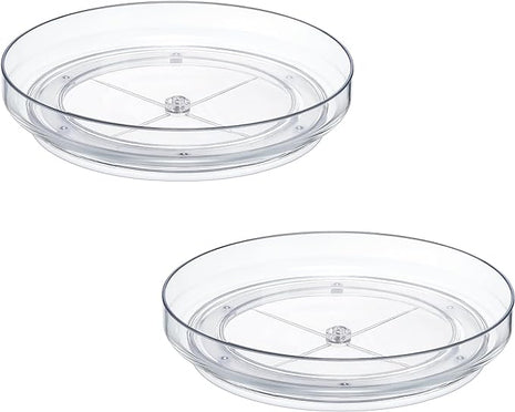 2 Pack 9 Inch Clear Acrylic Lazy Susan, Non-Skid Turntable Organizer for Cabinet, Kitchen, Pantry Organization Storage, Refrigerator, Vanity Makeup, Bathroom Countertop Organizing, Rotating Spice Rack