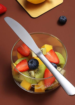 Berglander Dinner Knives Set Of 6, Stainless Steel Shiny Mirror Dinner Knife, Butter Knife Spreader Table Knives Sturdy And Dishwasher Safe