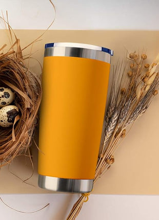 20oz Tumbler Bulk Stainless Steel Vacuum Insulated Tumblers with Lid Double Wall Travel Mug, Durable Powder Coated Coffee Cup, Suitable for Ice Drinks and Hot Beverage (Orange 6pack)