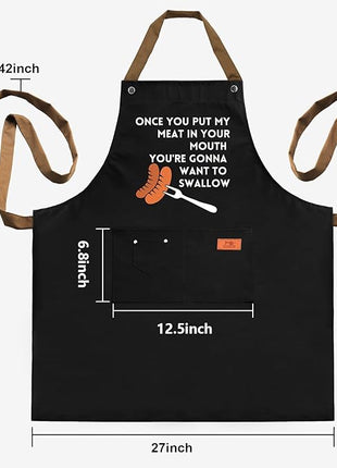 REHAVE Gift Ideas For Her Him - Birthday Gifts For Men, Dad, Husband, Boyfriend, Brother - Funny BBQ Apron for Men with Pockets, Dad Gifts from Daughter, Son - Cooking Gifts, BBQ Gifts, Grill Apron