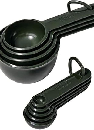 KitchenAid Plastic Measuring Cups and Spoon Set, Set of 9, /4, 1/2, 1/3, and 1 cup sizes, and 1 tbsp, 1/2 tbsp, 1 tsp, 1/2 tsp and 1/4 tsp, Evergreen