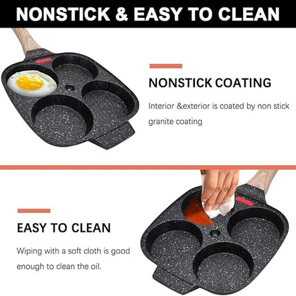 Fried Egg Pan, Egg Frying Pan with Lid Nonstick 4 Cups Pancake Pan Aluminium Alloy Cooker for Breakfast, Induction Compatible