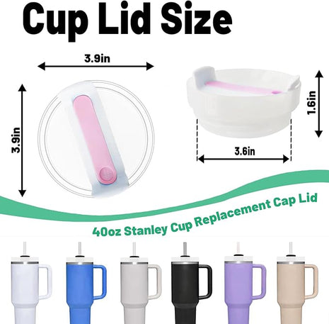 40 OZ Tumbler Lid Replacement Fit for Stanley Cup, 2 Pack Clear Replacement Lids Fit for Stanley Travel Tumbler, Spill Proof Tumbler Covers for Stanley Cup Accessories (Clear - Pink)