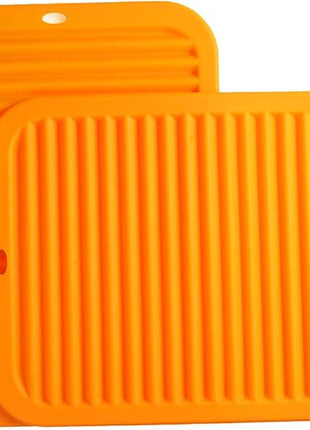Silicone Trivets Mat Set of 2 Smithcraft 30x22.5cm Big Multi-Purpose Drying Trivet Mat, Pot Holder, Waterproof, Non Slip, Flexible, Durable, Dishwasher Safe Orange