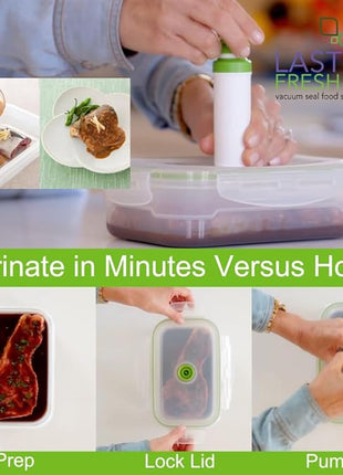 Lasting Freshness BPA-Free Plastic Vacuum Seal Containers with Hand Pump – Airtight Food Storage, Meal Prep & Pantry Organization, Preserves Freshness 5X Longer, 11-Piece Set