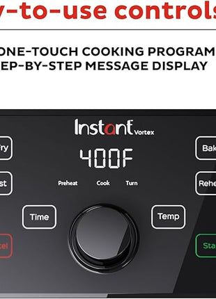 Instant Pot Vortex 5.7QT Air Fryer, Custom Program Options, 4-in-1 Functions, EvenCrisp Technology that Crisps, Roasts, Bakes and Reheats, 100+ In-App Recipes, from the Makers of Instant Pot, Black