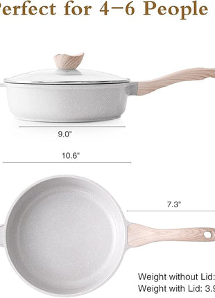 Kordisen Nonstick Ceramic Deep Frying Pan, 10 Inch Non Toxic Skillet with Lid, Healthy Jumbo Cooker, Saute Pan for Cooking, Induction Cookware, PFOA & PFAS Free