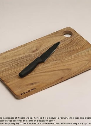 Vesta Homes Wooden Chopping Board, Cutting Board, Serving Tray for Kitchen Vegetables, Fruits & Cheese | Natural Acacia Wood | Natural Color, 35x21.5x1.5 cm | Handcrafted in India