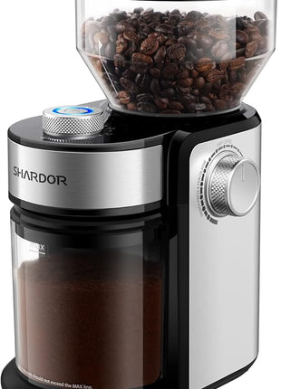 SHARDOR Burr Coffee Bean Grinder Electric, Adjustable Burr Mill with 16 Precise Grind Setting for 2-14 Cup, Silver
