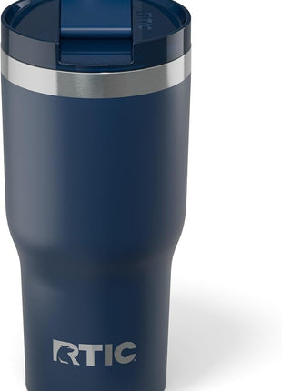 RTIC 20oz Essential Tumbler with Lid, Ceramic Lined, Insulated, Stainless Steel, Metal, Double Wall Vacuum-Insulation, Travel Cup for Iced Coffee, Tea, Hot and Cold Drink, Navy