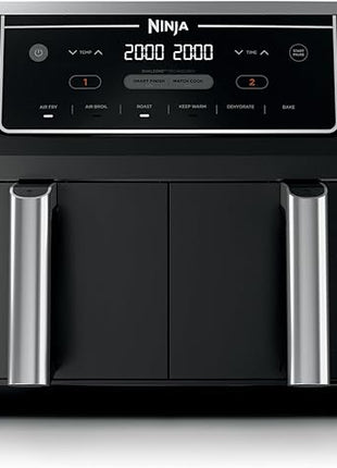 Ninja | Air Fryer | Finish Cooking Multiple Foods at the Same Time | 6-in-1 (Air Fry, Broil, Roast, Keep Warm, Dehydrate, Bake) | Fit up to 8lb Chicken Wings in the two 5 QT Baskets | DZ302