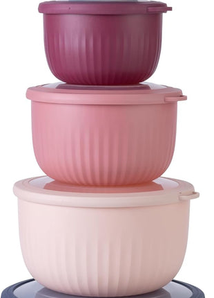 COOK WITH COLOR Prep Bowls with Lids- Wide and Deep Nesting Plastic Small Mixing Bowl Set with Lids, 12 Piece Set - Deep Bowls, Navy