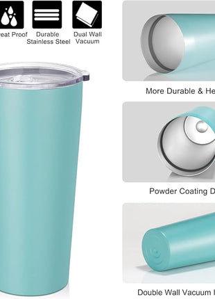VEGOND 20oz Tumbler Bulk with Lid and Straw 12 Pack, Stainless Steel Vacuum Insulated Tumbler, Double Wall Coffee Cup Travel Mug, River Green