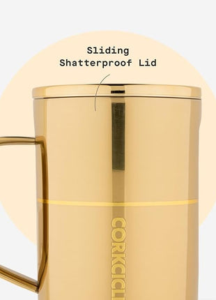 Corkcicle Classic Coffee Mug - Triple Insulated Stainless Steel for Travel - Shatter-Proof Lid - Keeps Drink Hot Over 3 Hours - Holiday Mug Gift - Great for Gifting Warmth - 16 oz - C-3PO