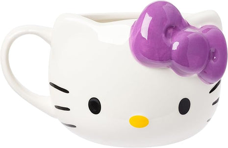 Silver Buffalo Sanrio Hello Kitty Purple Bow Ceramic 3D Sculpted Mug, 20 Ounces