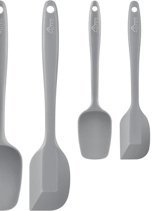 HOTEC 600℉ Heat Resistant BPA-Free Silicone Rubber Spatula Set,Kitchen Cooking Spatulas, Baking, Mixing for Non Stick Cookware, Dishwasher Safe, Set of 5 Grey
