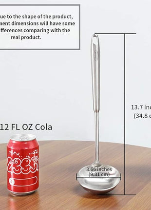 Newness Soup Ladle, [Rustproof, Heat Resistance, Integral Forming] Resilient 304 Stainless Steel Soup Spoon with Vacuum Ergonomic Round Handle, Cooking Spoon for Kitchen, 13.7 Inches