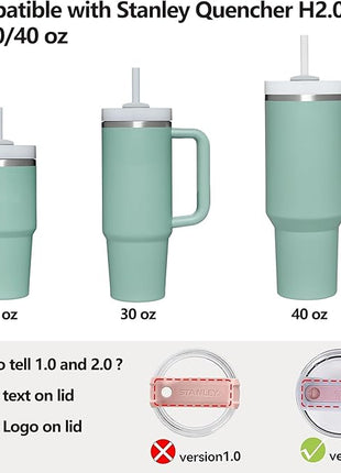 Silicone Spill Stopper Set Compatible with Stanley Cup 2.0 30oz & 40oz with Straw Cover (Set of 2, Eucalyptus)