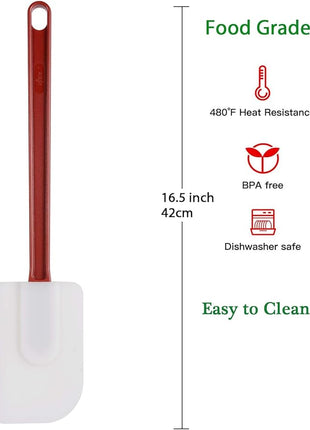 Silicone Rubber Spatula Set of 3, High Heat Commercial Spatula 16 Inch for Cooking (3 Scrapers)
