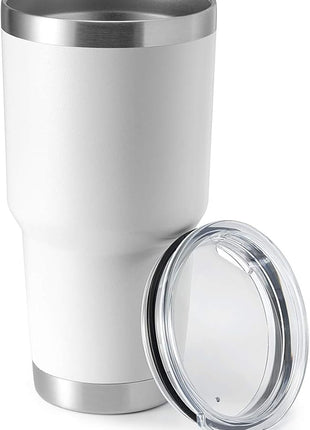 HASLE OUTFITTERS 30oz Stainless Steel Tumbler, Double Wall Vacuum Insulated Travel Mug Tumbler, Durable Insulated Coffee Mug, Gift Box Set (White, 1)