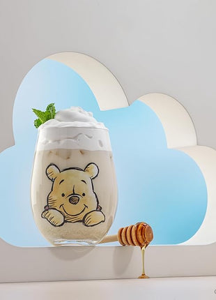 JoyJolt Disney Winnie the Pooh Exploring a Classic Stemless Drinking Glasses, 19oz Glass Cups ft Pooh Bear Tigger Piglet Eeyore, Kitchen Glassware Set of 4, Winnie the Pooh Adult Gifts
