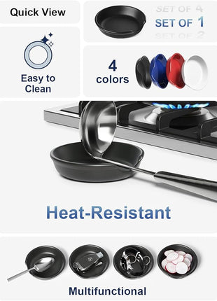 LE TAUCI Ceramic Spoon Rest, 4.8 Inch Spoon Rest for Stove Top, Spoon Holder for Kitchen Counter, Coffee Spoon rest, Utensil Rest for Cooking, Crude Black