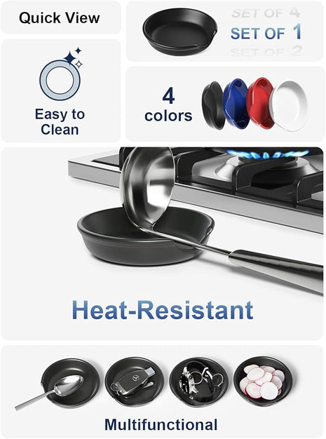 LE TAUCI Ceramic Spoon Rest, 4.8 Inch Spoon Rest for Stove Top, Spoon Holder for Kitchen Counter, Coffee Spoon rest, Utensil Rest for Cooking, Crude Black