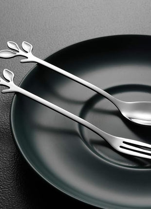 AnSaw Elegant Silver Leaf Coffee Spoons - 10-Piece, 4.7" Mini Stainless Steel Espresso & Dessert Tea Spoons, Perfect for Demitasse & Small Servings