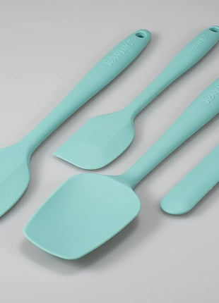 4 Piece Silicone Spatula Set, Flexible Heat Resistant Non-scratch Baking Cooking Rubber Spatulas with Stainless Steel Core, Aqua Sky