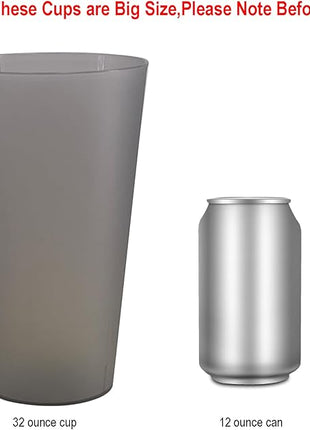 Premium 32-ounce Large Cups, Multicolor Plastic Tumblers BPA Free Set of 12 for Indoor Outdoor Use (Multicolors)